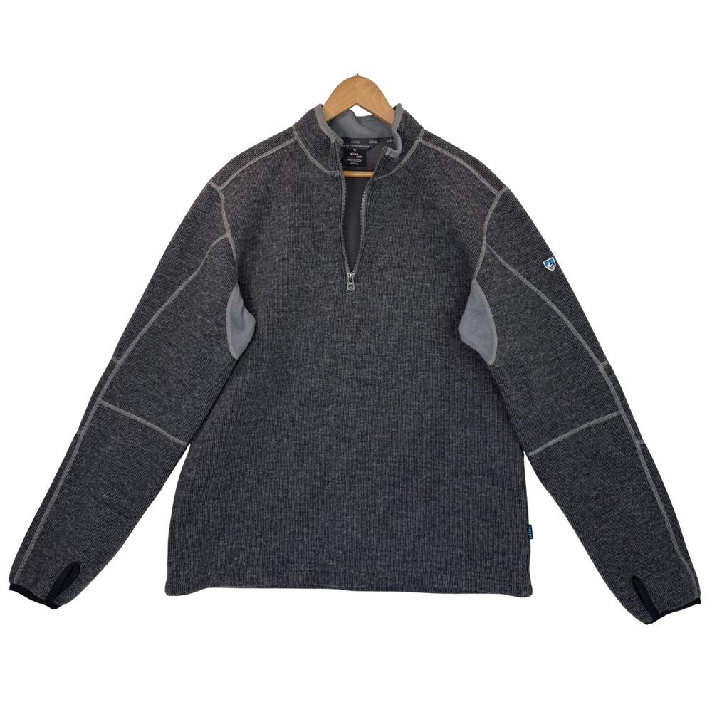 Kuhl ThermoKore Gray 1//4 Zip Sweater Pullover Wool Blend Fleece Outdoors Sz L - Picture 2 of 16